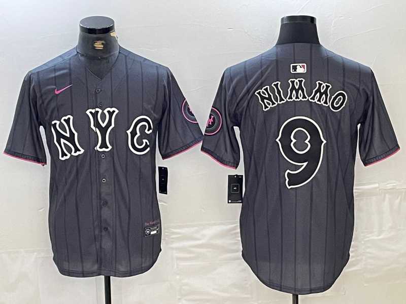Mens New York Mets #9 Brandon Nimmo Gray 2024 City Connect Cool Base Stitched Jersey->new york mets->MLB Jersey